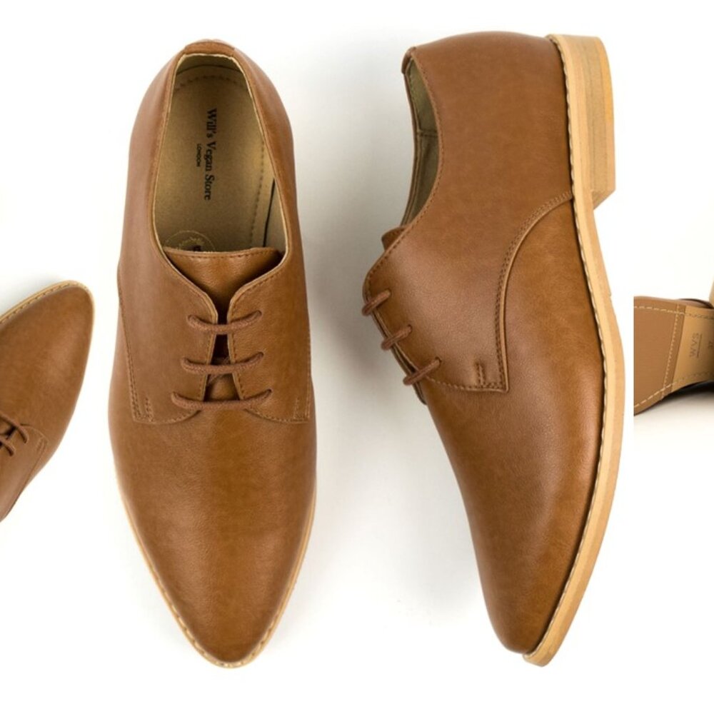 Brown | Cognac | Tan | Derby | Loafers | European Vegan Leather Women's Shoes